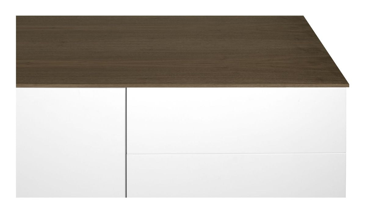 Gå med i TV-tabell, Mat White/Walnut Top, 160x50x57