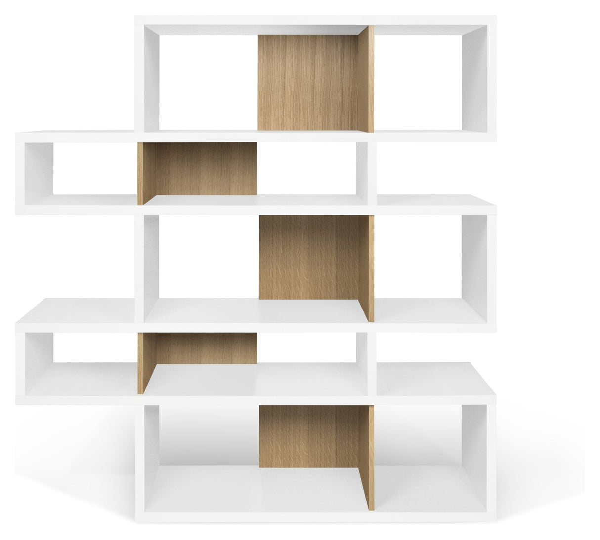 London Double Bookhelf, Matte White/Oak Veneer