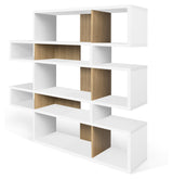 London Double Bookhelf, Matte White/Oak Veneer