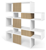 London Double Bookhelf, Matte White/Oak Veneer