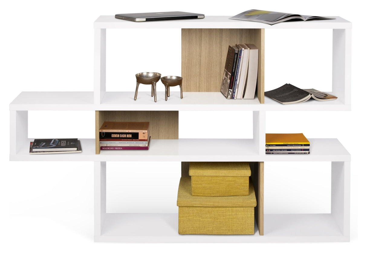 London Simple Bookhelf, Matte White/Oak Veneer