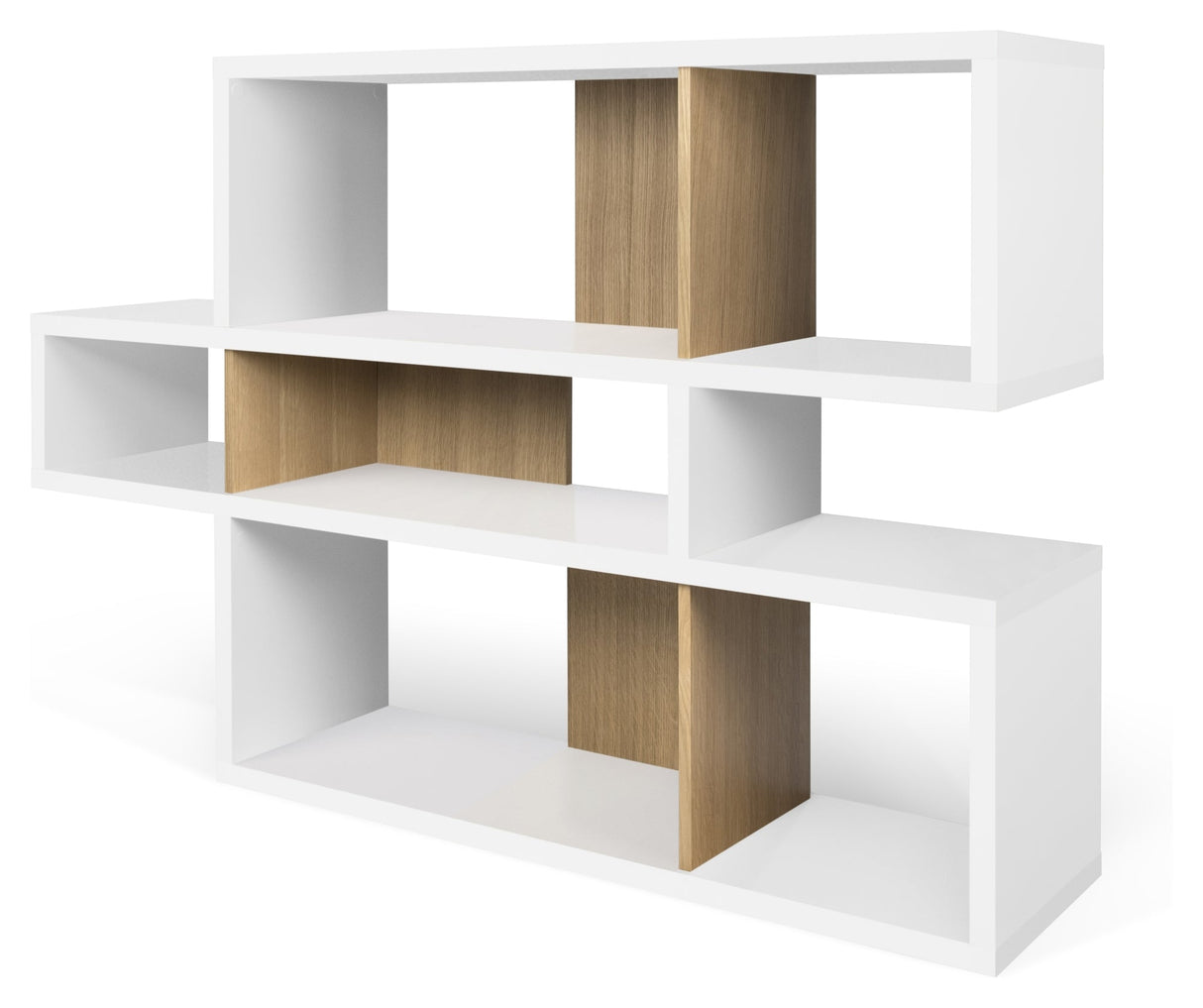 London Simple Bookhelf, Matte White/Oak Veneer