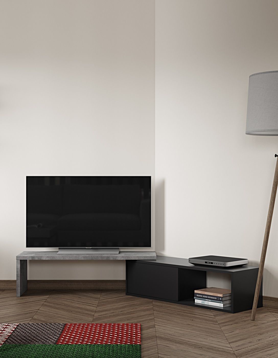 Temahome Move TV -bord - Dark Concrete Grey/Black