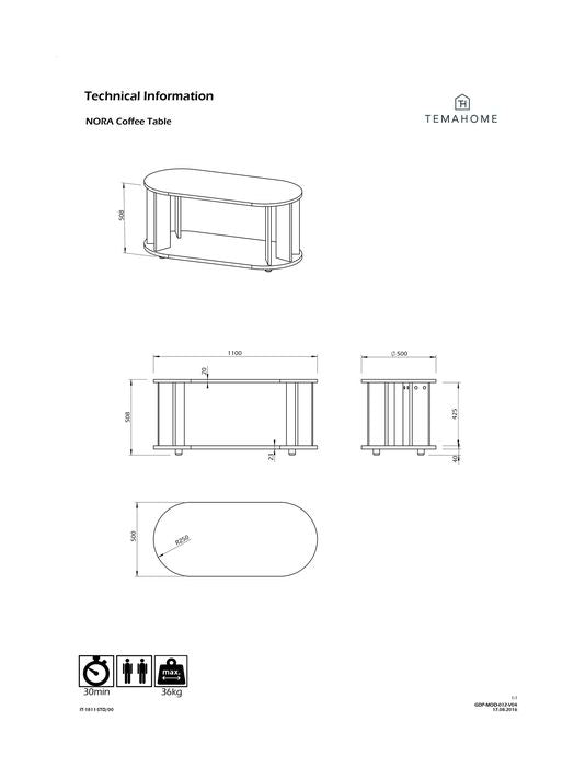 Nora soffbord, Oak Veneer, 110x50x51