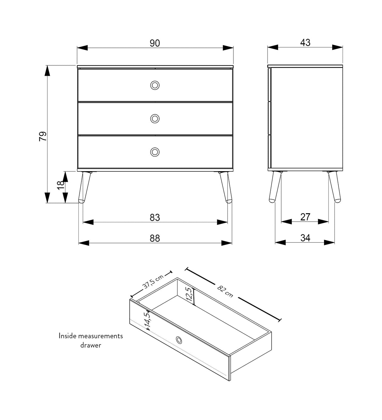 Dot Chest 90x43 - White/Oak