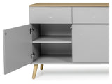 Dot Sideboard 4 Dörrar+4 lådor, ek/grå