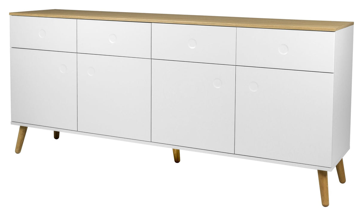 Dot Sideboard 4 Dörrar+4 lådor, ek/vit