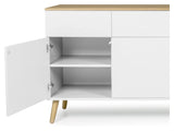 Dot Sideboard 4 Dörrar+4 lådor, ek/vit