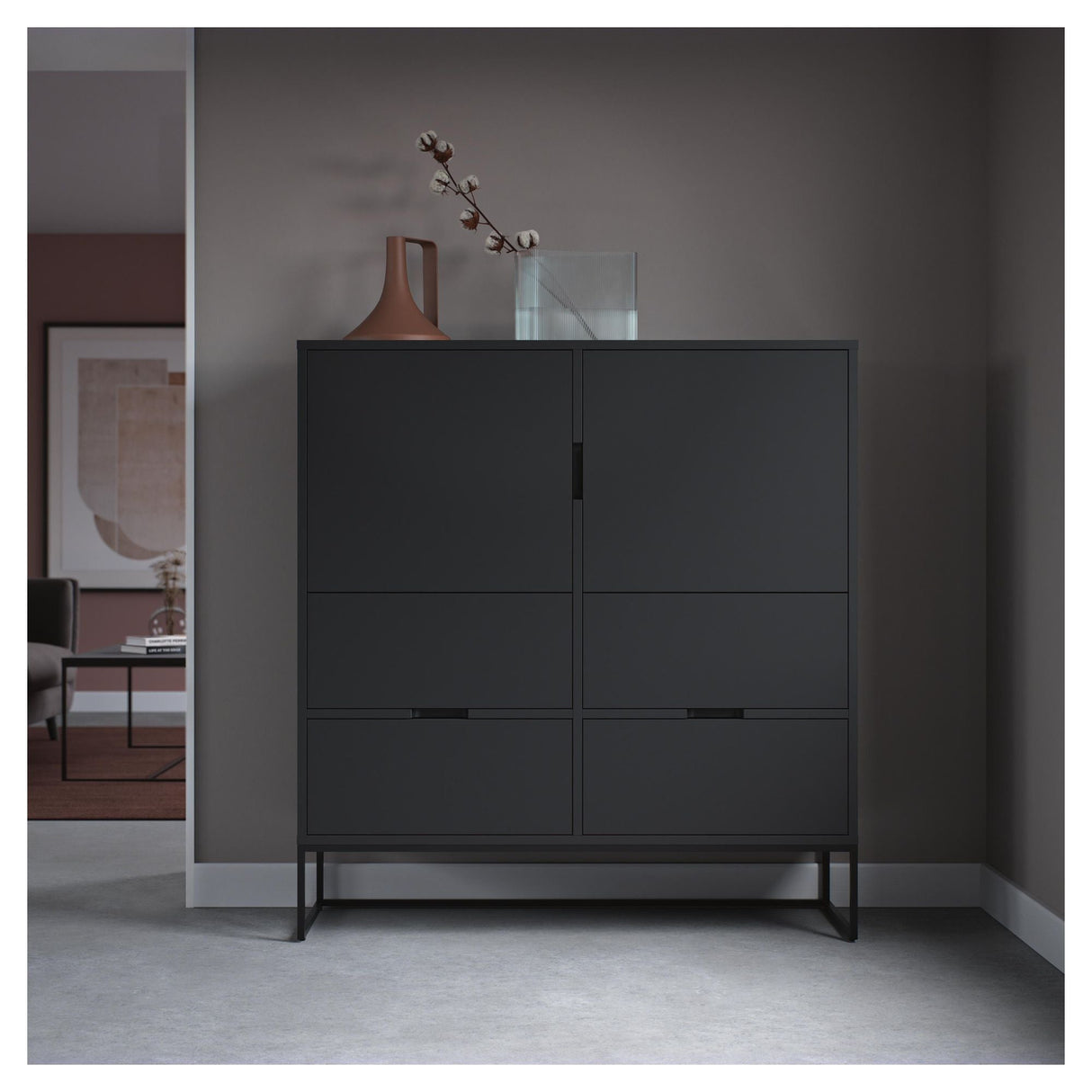 Tenzo Lipp High Sideboard - Svart