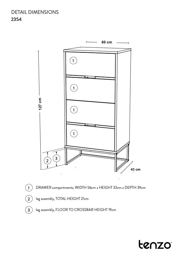 LIPP CHEST W. 4 lådor, bomullsvit