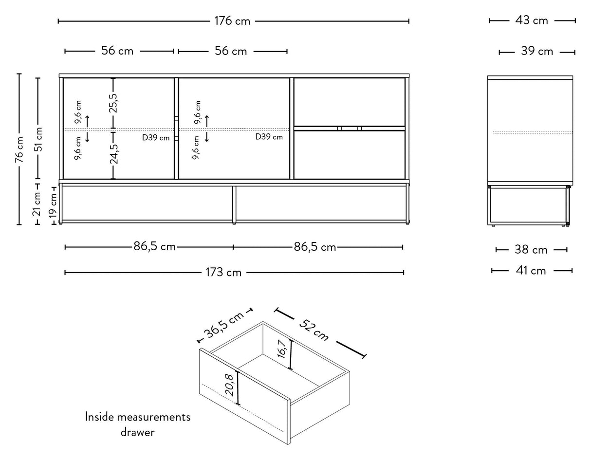 TENZO - LIPP Sideboard w. 2 lådor, vita