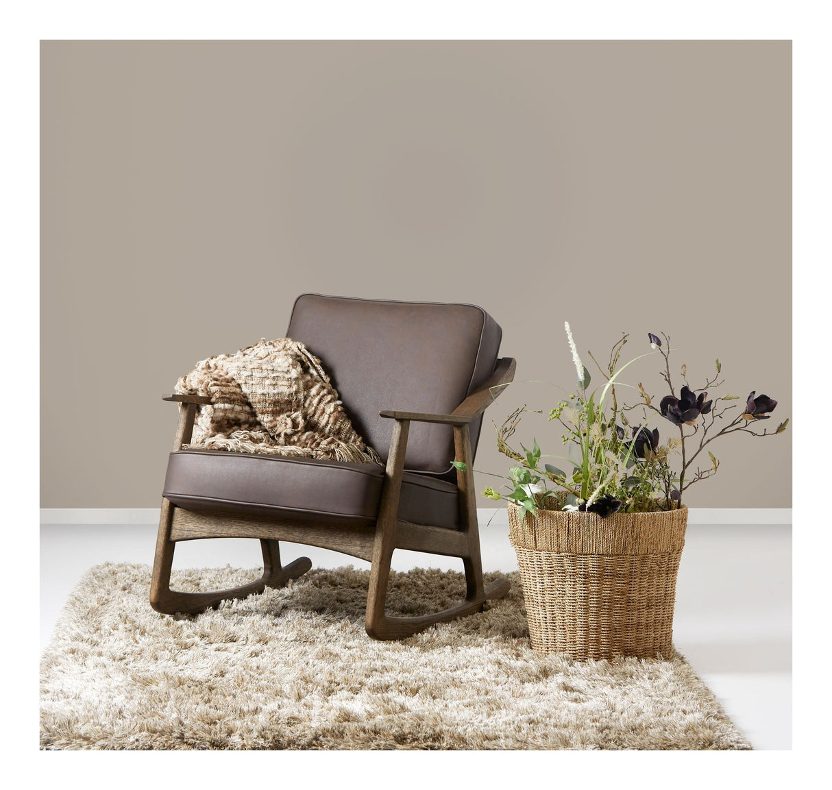 Dixon Swing Chair, Dark Brown Aniline Leather