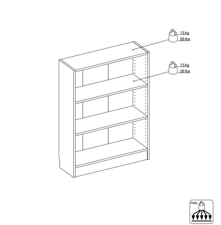 Basic Bookcase - White H: 108 B: 79