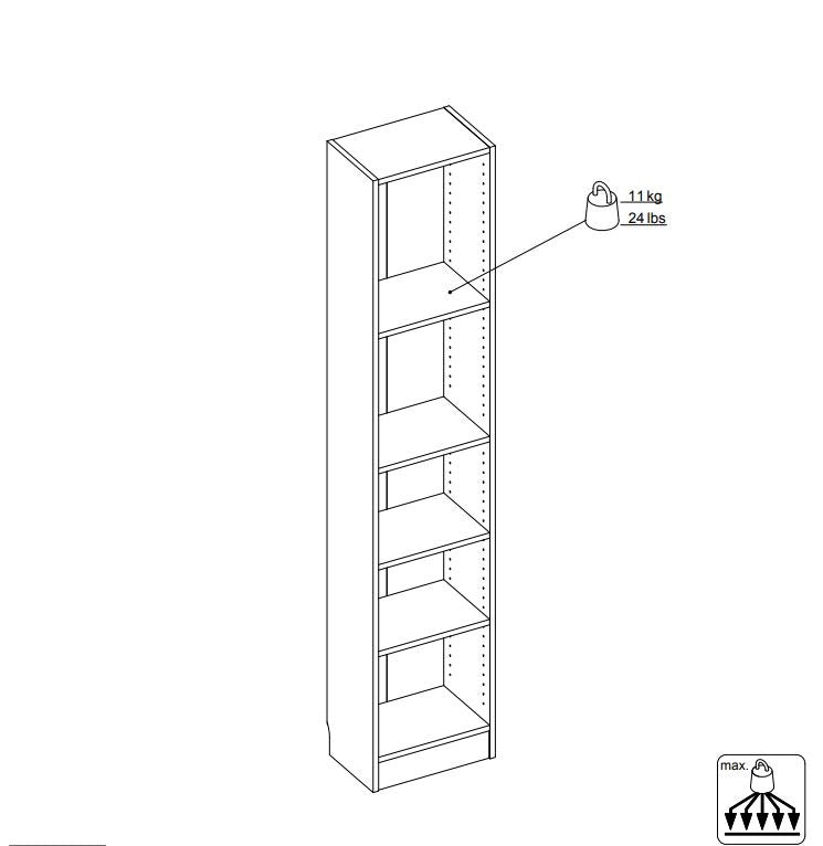 Grundläggande bokhylla - White H: 203 B: 40