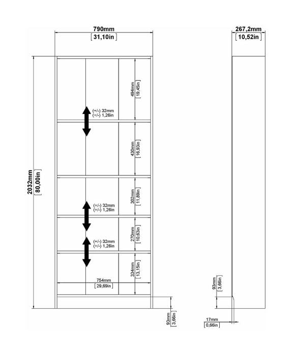 Basic Bookhelf - Light Wood H: 203 B: 79