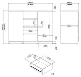 NAIA Sideboard 2 dörrar/4 lådor, betong look/vit