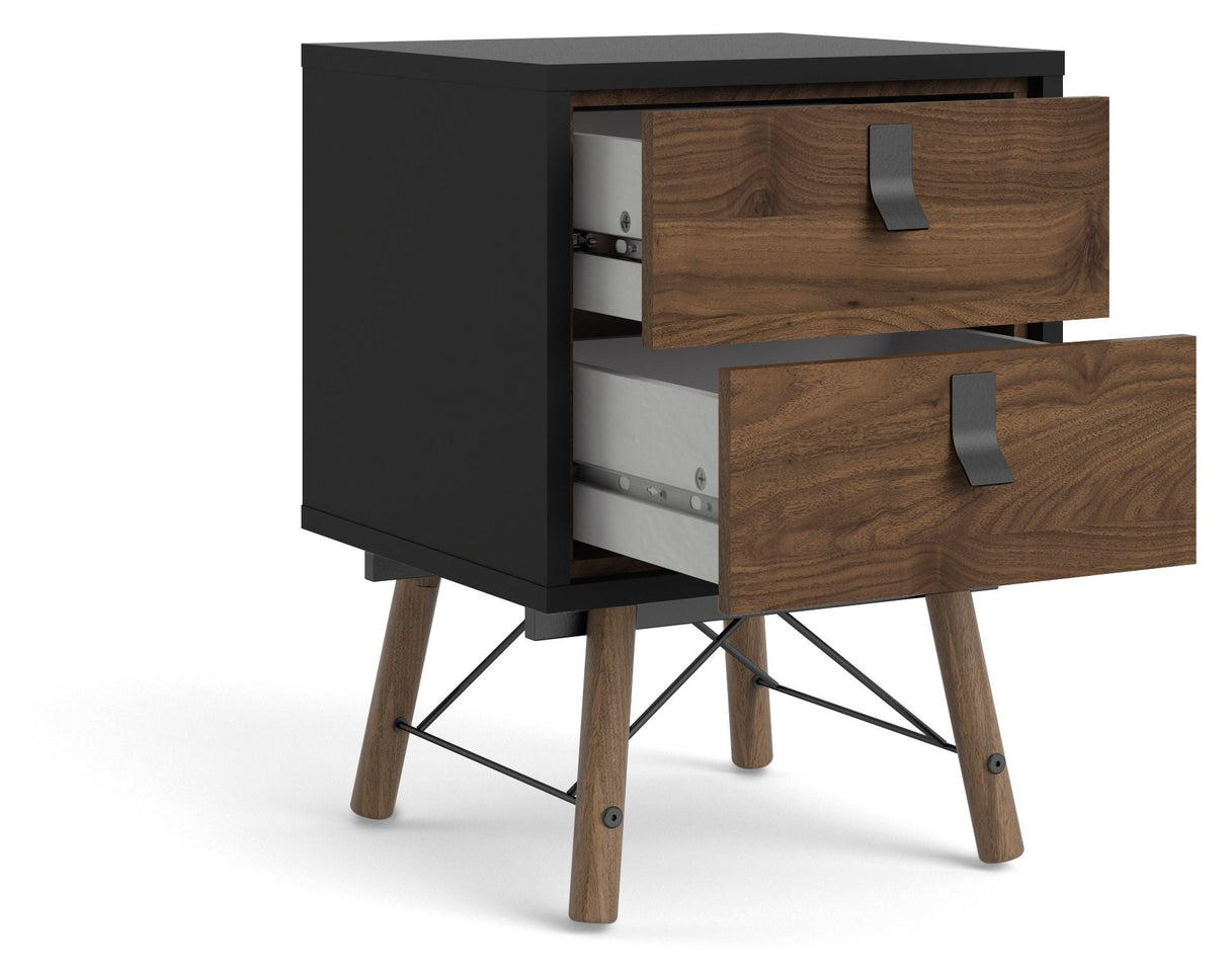 Ry Nightstand, Matt Black, Walnut Foil