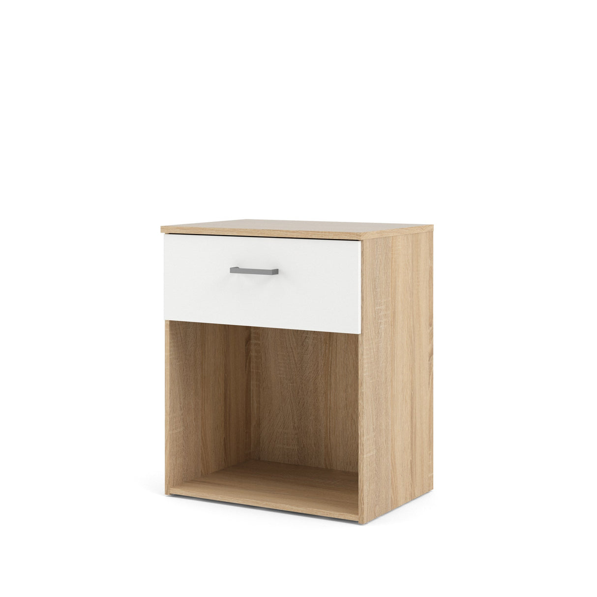 Space Bedside Table med 1 låda, ek-look/vit