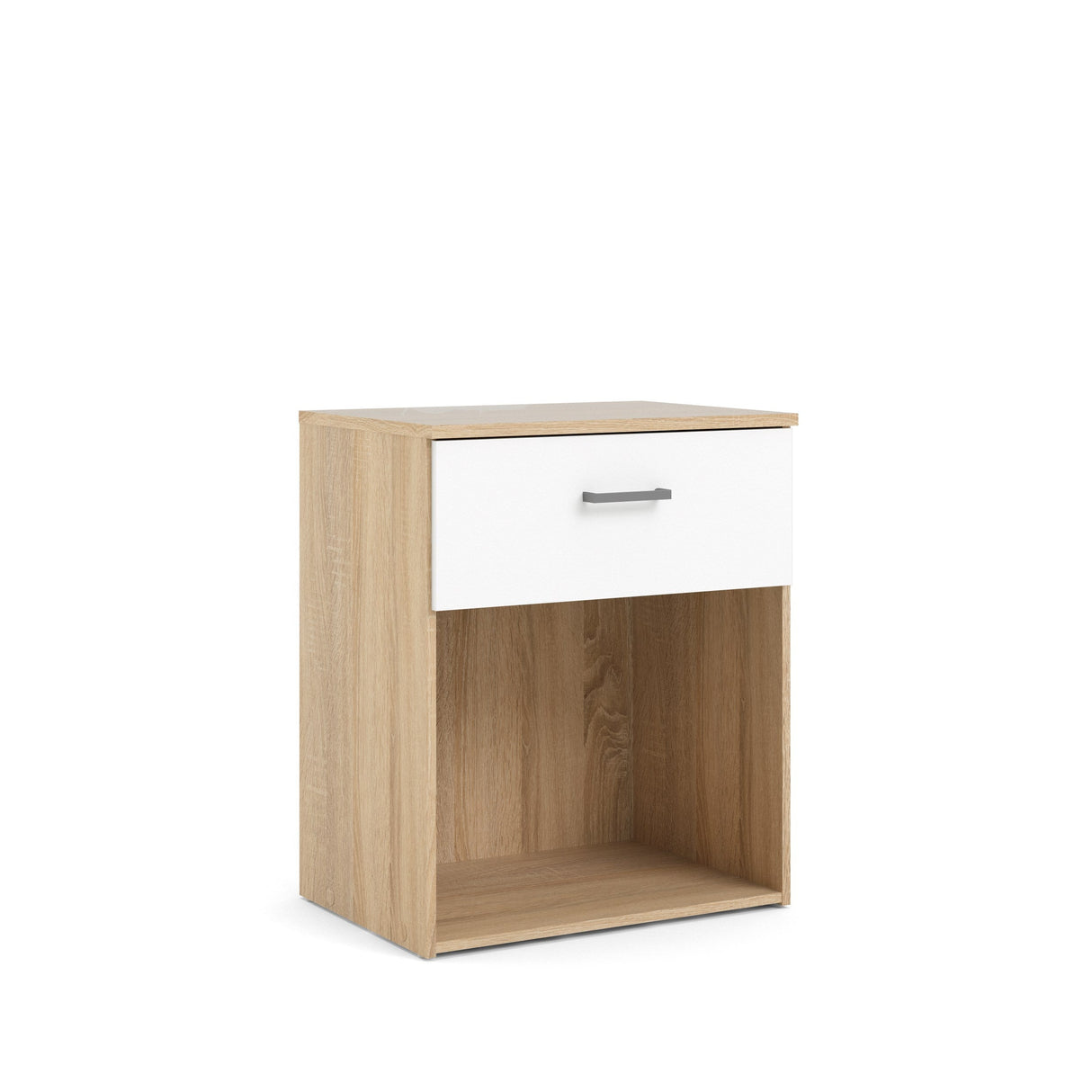 Space Bedside Table med 1 låda, ek-look/vit