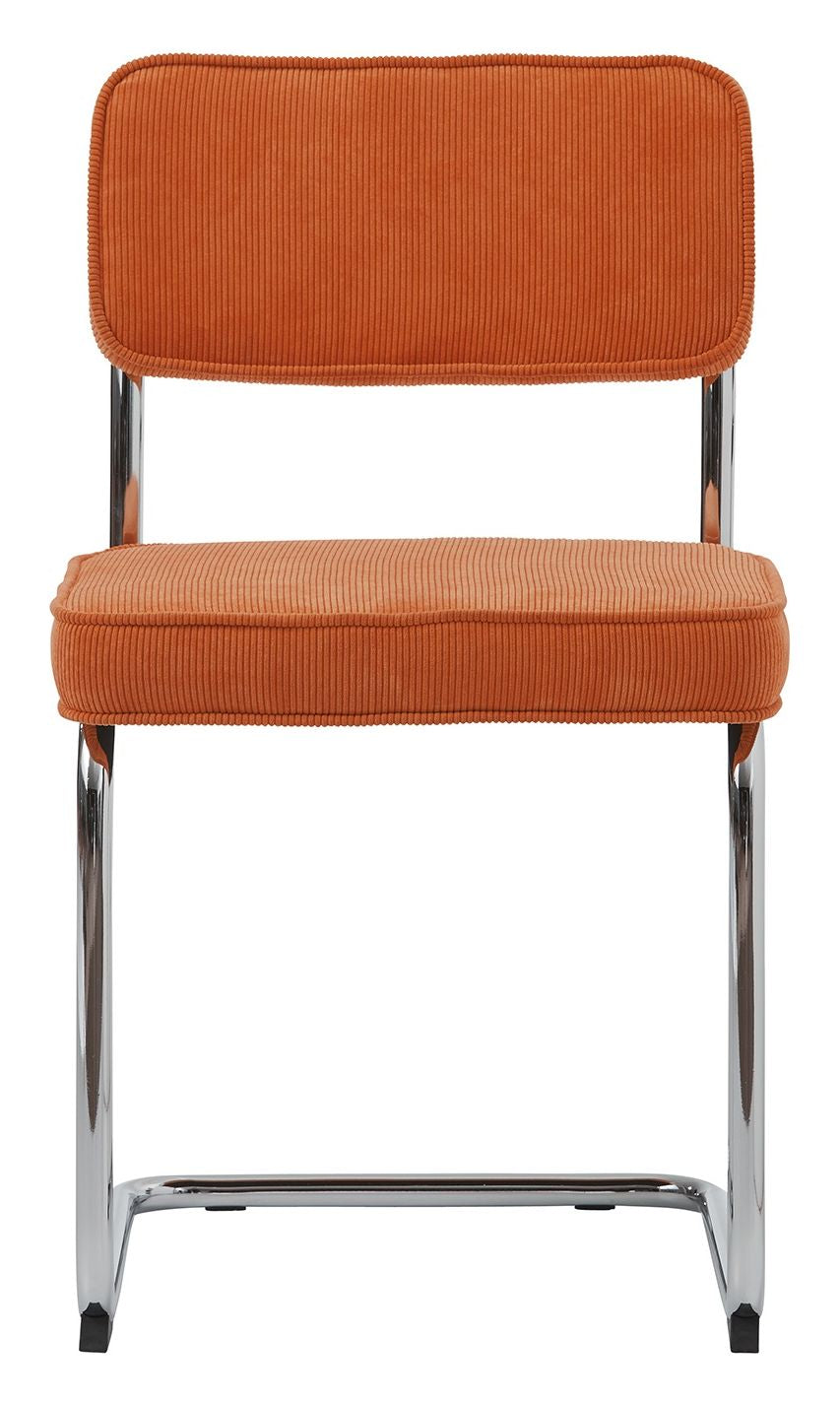 Rupert Dining Chair - Orange Velvet/Chrome