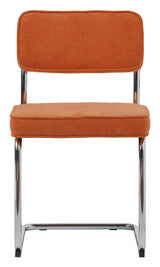 Rupert Dining Chair - Orange Velvet/Chrome