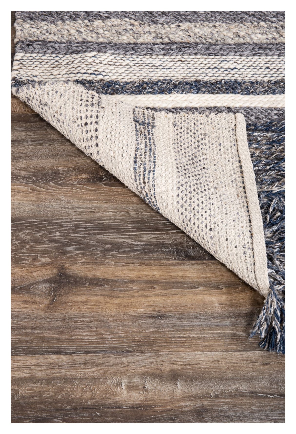 Agra Wool Filt, 200x300, Marine/Gray