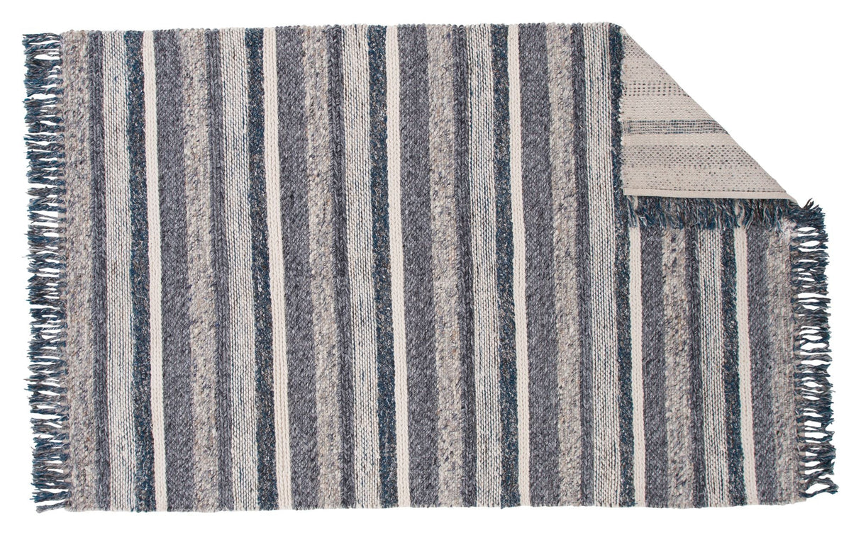 Agra Wool Filt, 200x300, Marine/Gray