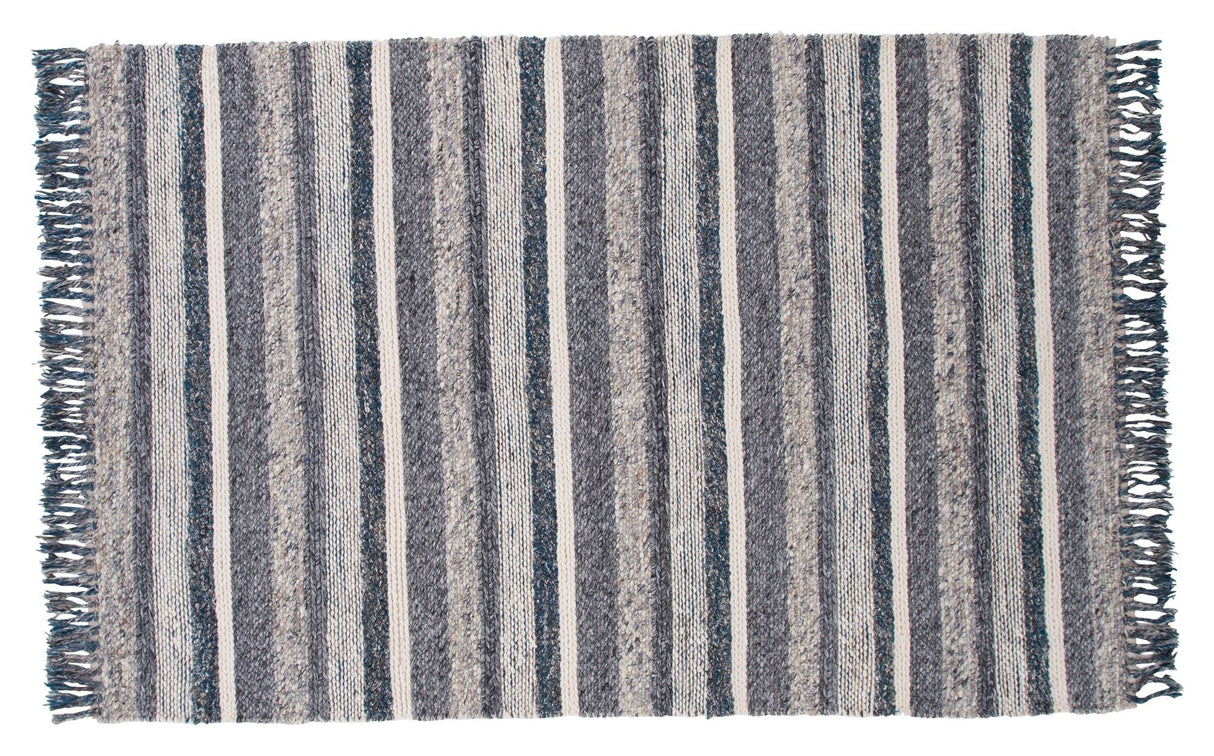 Agra Wool Filt, 200x300, Marine/Gray