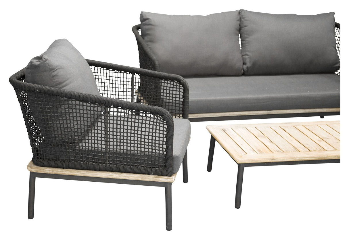 Andorra Lounge Set, Black/Grey Cushion