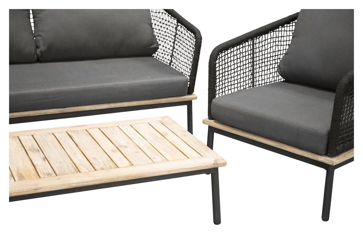 Andorra Lounge Set, Black/Grey Cushion