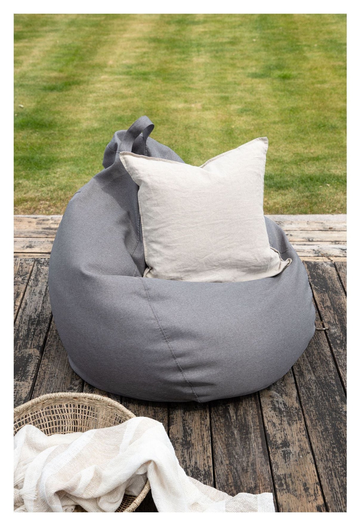 Bago beanbag stol, mörkgrå tyg, 80x53x110