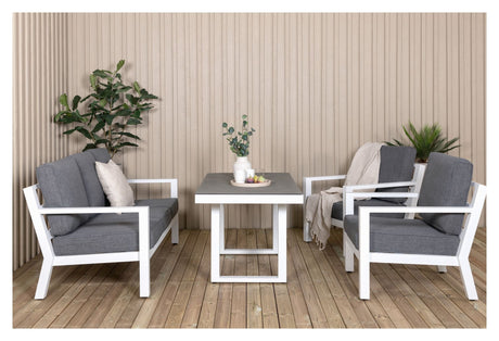 Barcelona Lounge Set, White w. kuddar