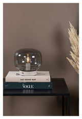 Bollonelie bordslampa, beige/svart smokey glas