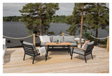 Brasilia Lounge Set, Black Alu/Teak med grå kuddar