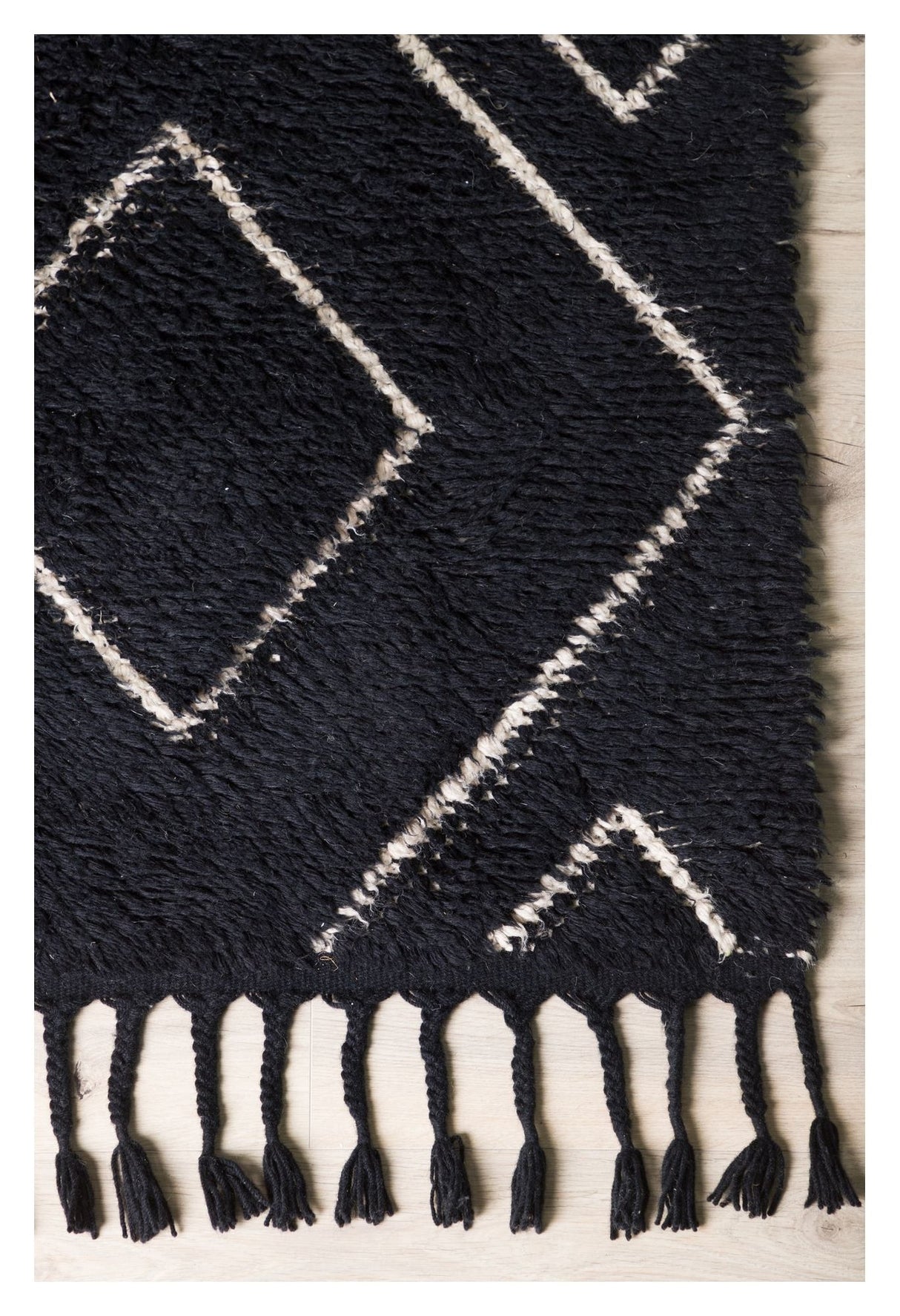 David Wool Rug 230x160 - Svart/vitt