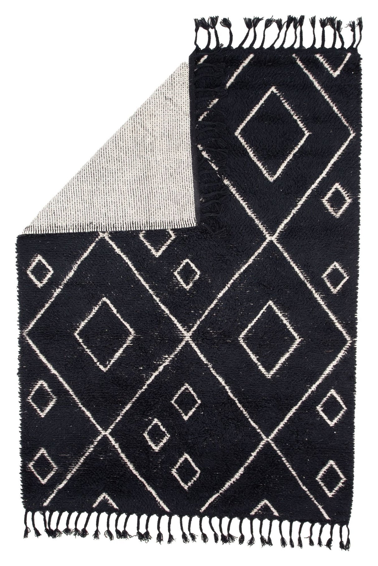 David Wool Rug 300x200 - Svart/vitt