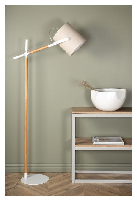 Dennis golvlampa, vitt/beige linne