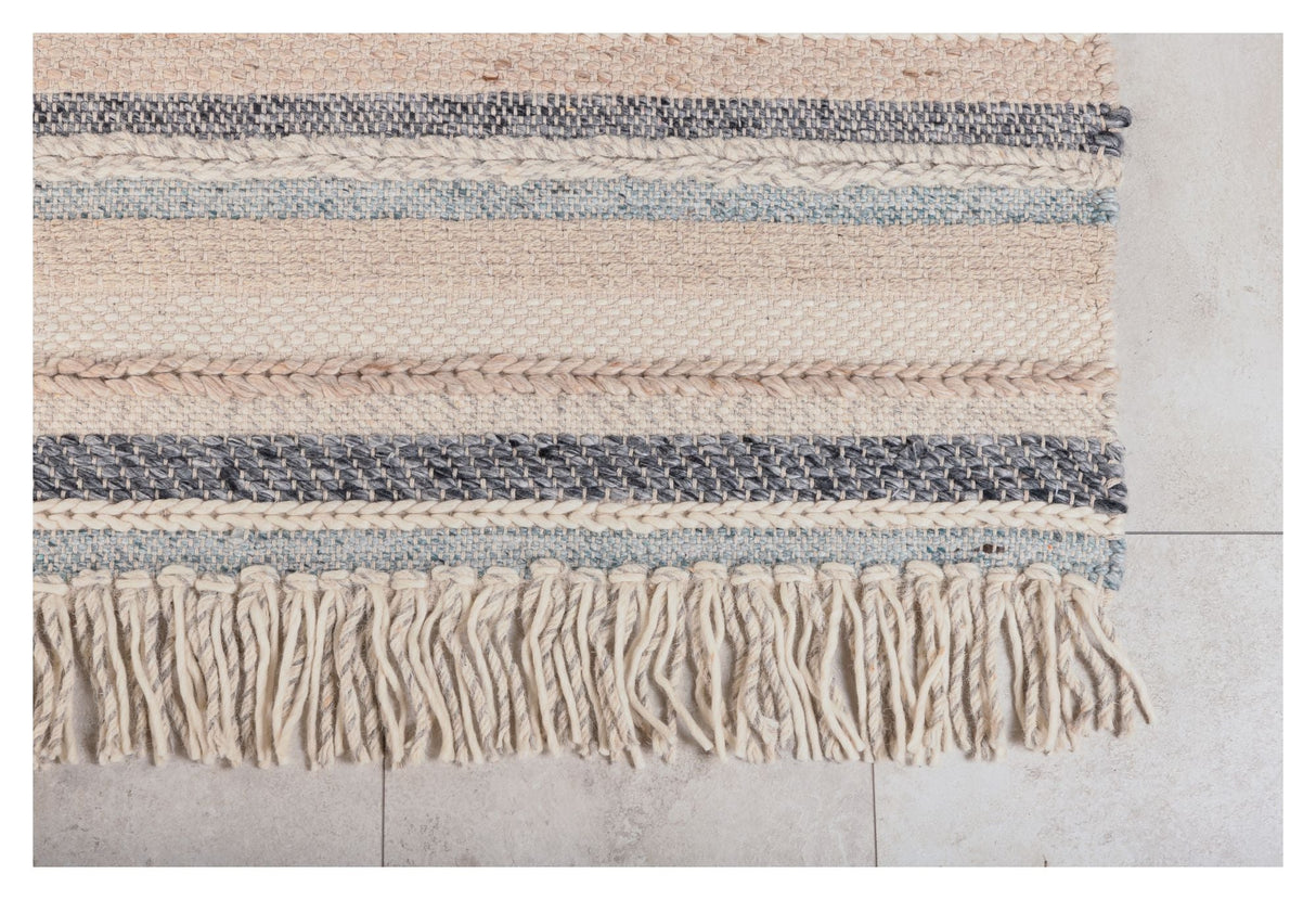 Gudha Wool Mix Filt, 200x300, Beige/Blue