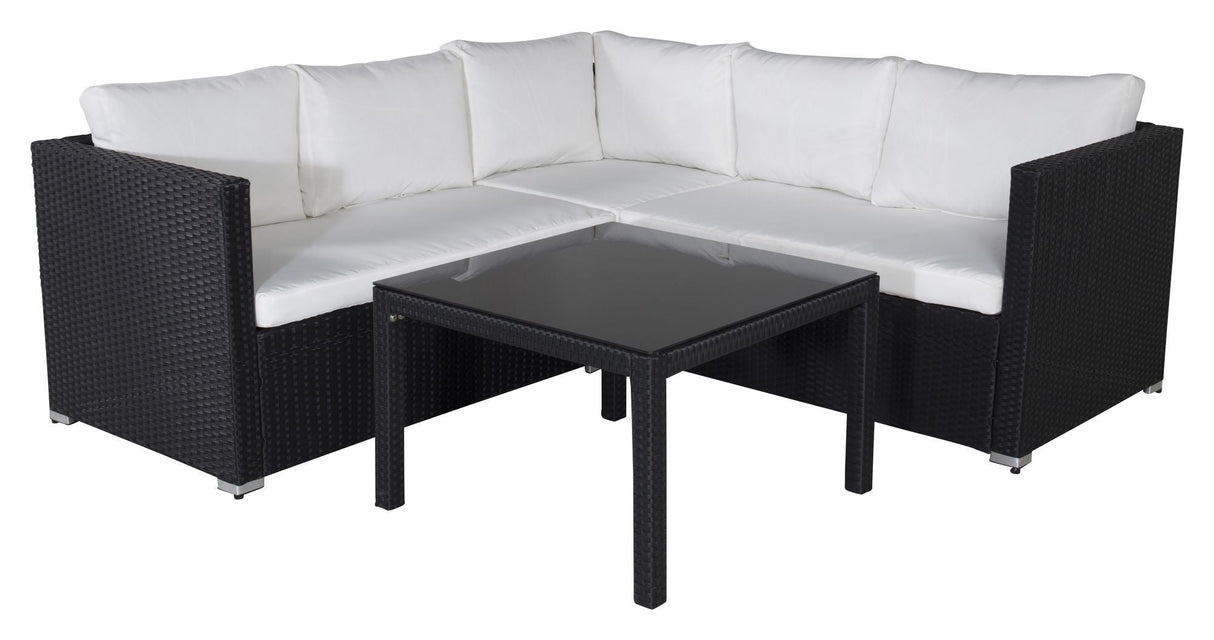 Kuba Lounge Set, Black Cord med vita kuddar