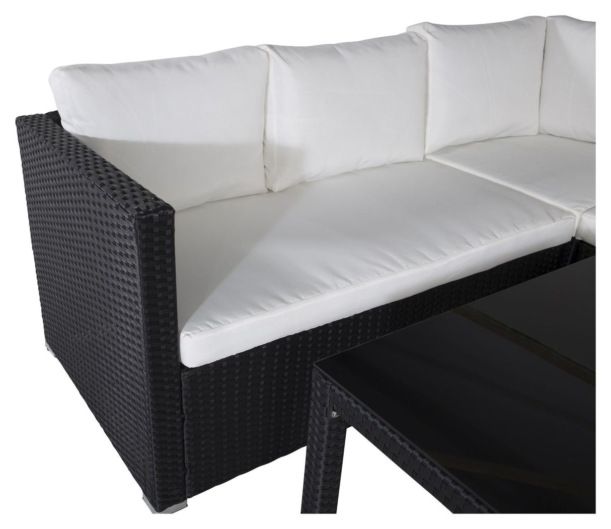 Kuba Lounge Set, Black Cord med vita kuddar