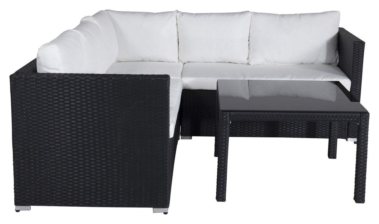 Kuba Lounge Set, Black Cord med vita kuddar