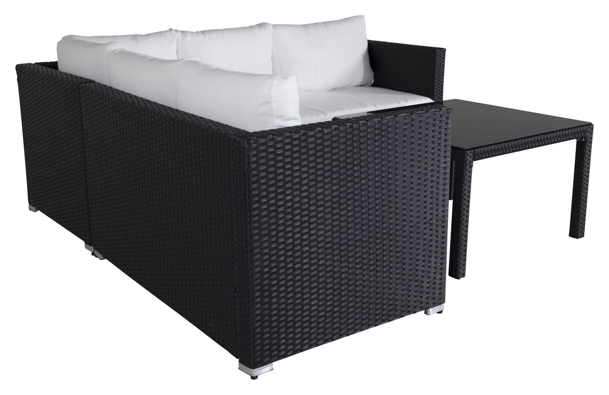 Kuba Lounge Set, Black Cord med vita kuddar