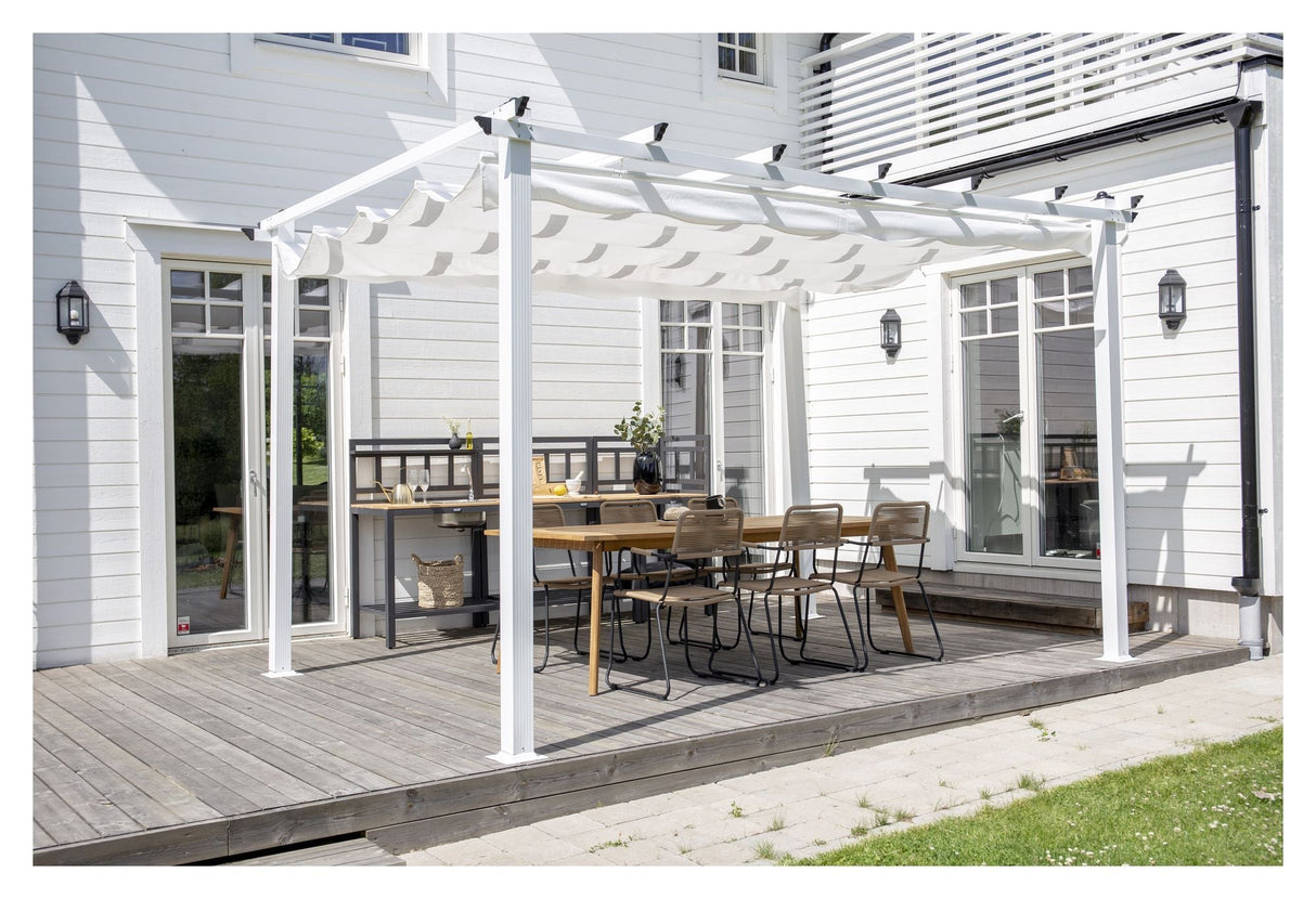 Lazio, Pergola Tyg, White Alu/White