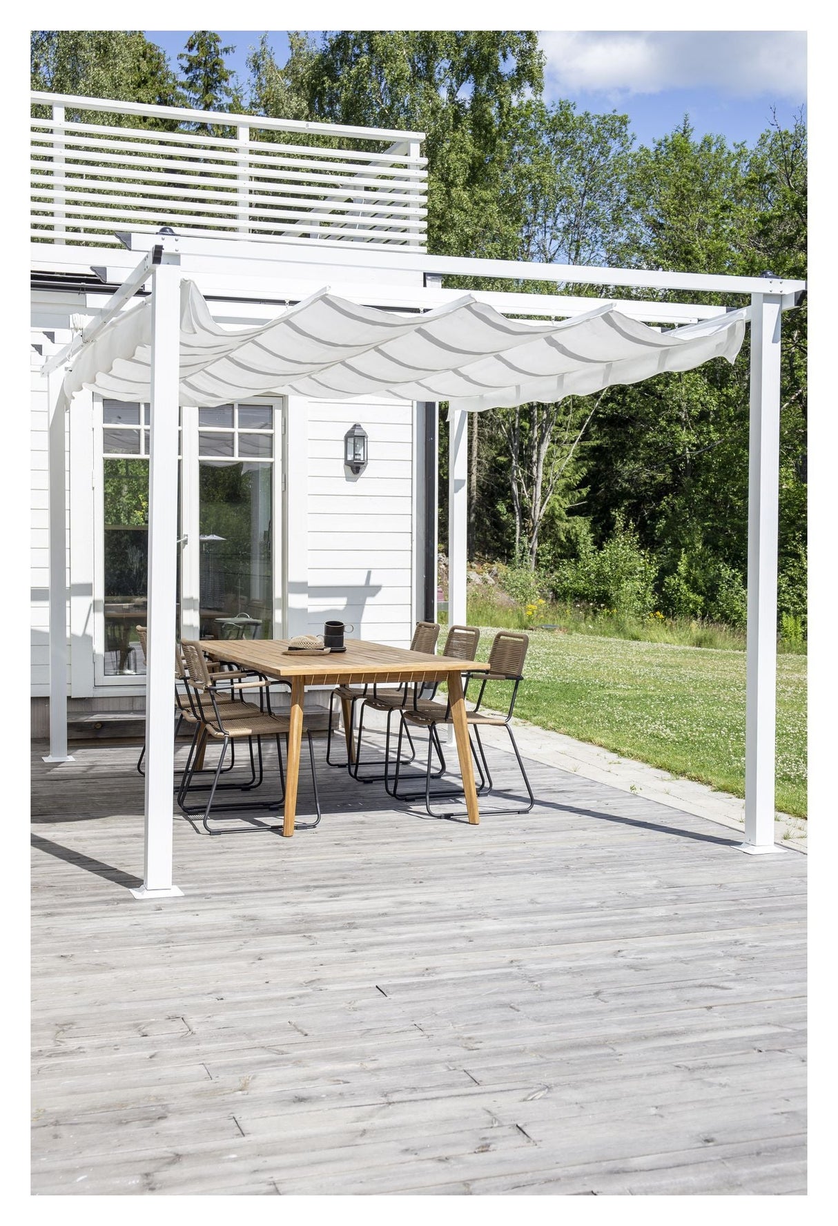 Lazio, Pergola Tyg, White Alu/White