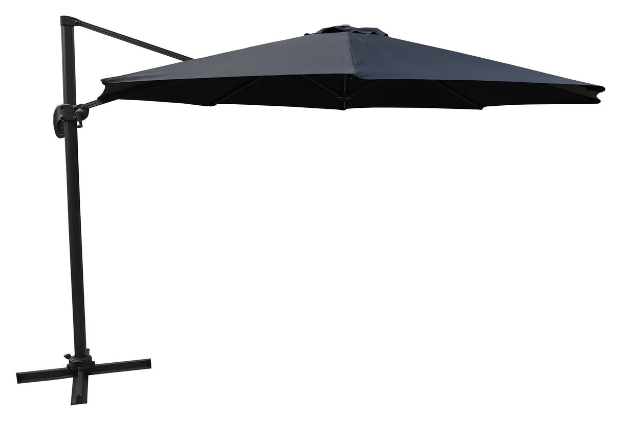 Leeds, parasol 3,5 m, svart alu/svart tyg