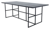 Leif Dining Table, 200x90, rökt glas/svart