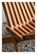 Lounge stol med beige kudde - teak