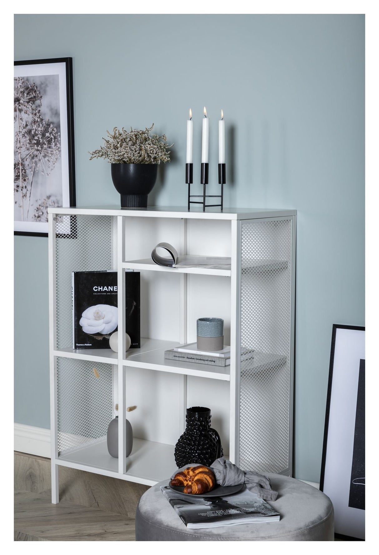 Misha Metal Shelf, White Steel Mesh