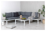 Odense Lounge Set, White Alu w. grå kuddar