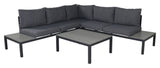 Odense Lounge Set, Black Alu w. grå kuddar